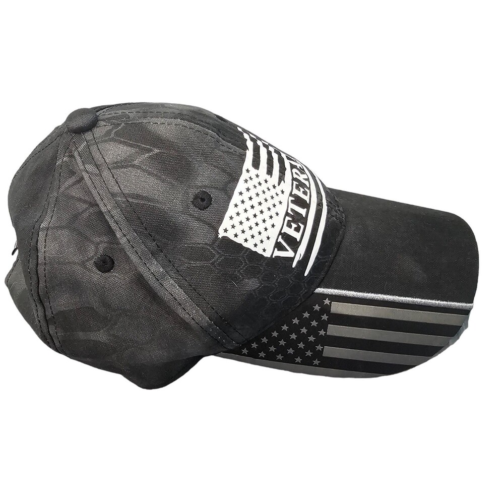 Kryptek Veteran Embroidered Flag Hat Adjustable Black - Picture 3 of 10